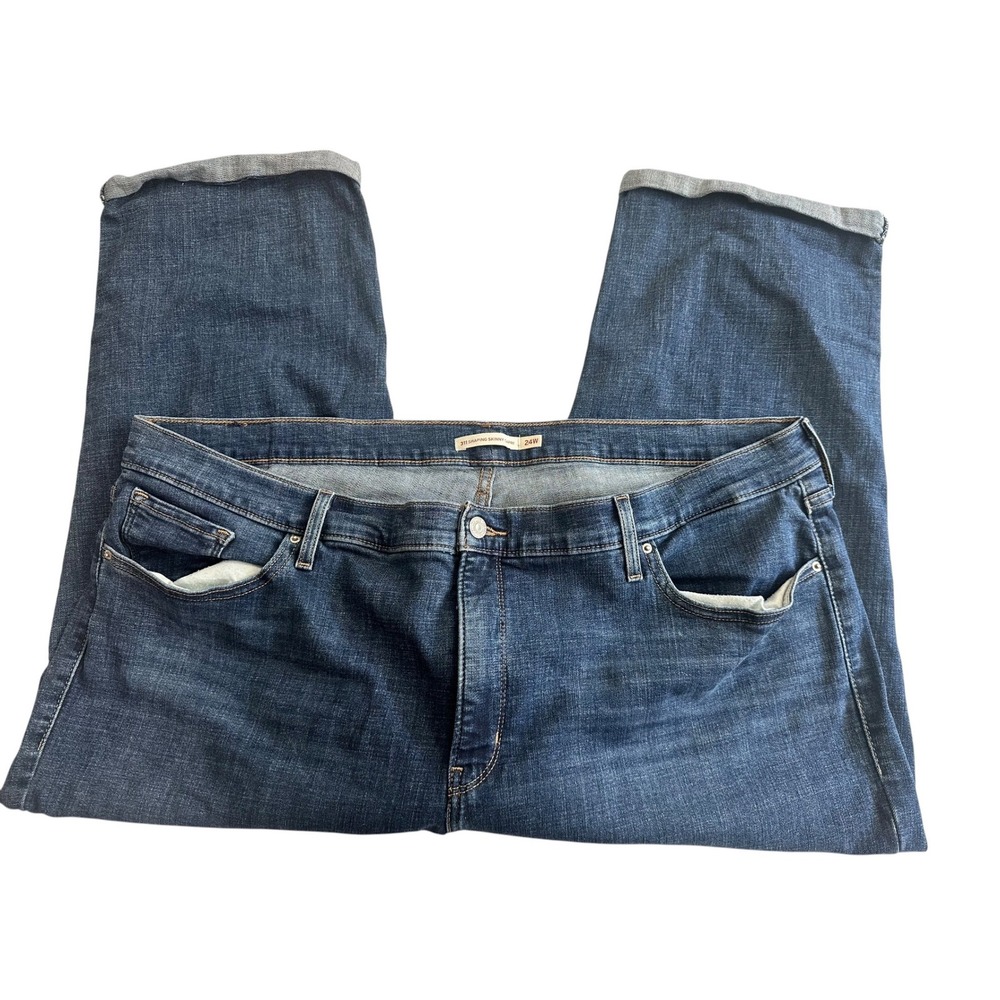 Levis 311 Shaping Skinny Capri Jeans Dark Wash Plus Size 24W Cuffed Denim